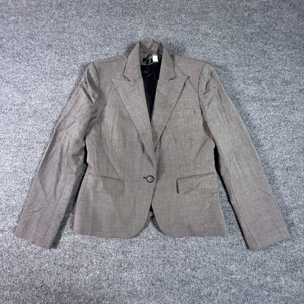Lauren Ralph Lauren Blazer Coat Women's 4 Gray Wool Peak Lapel Preppy Business